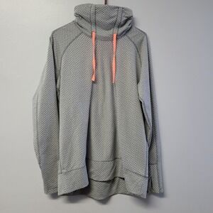 Avalanche Womens Pullover Sweatshirt XL Gray Herringbone Mock Neck Drawstring